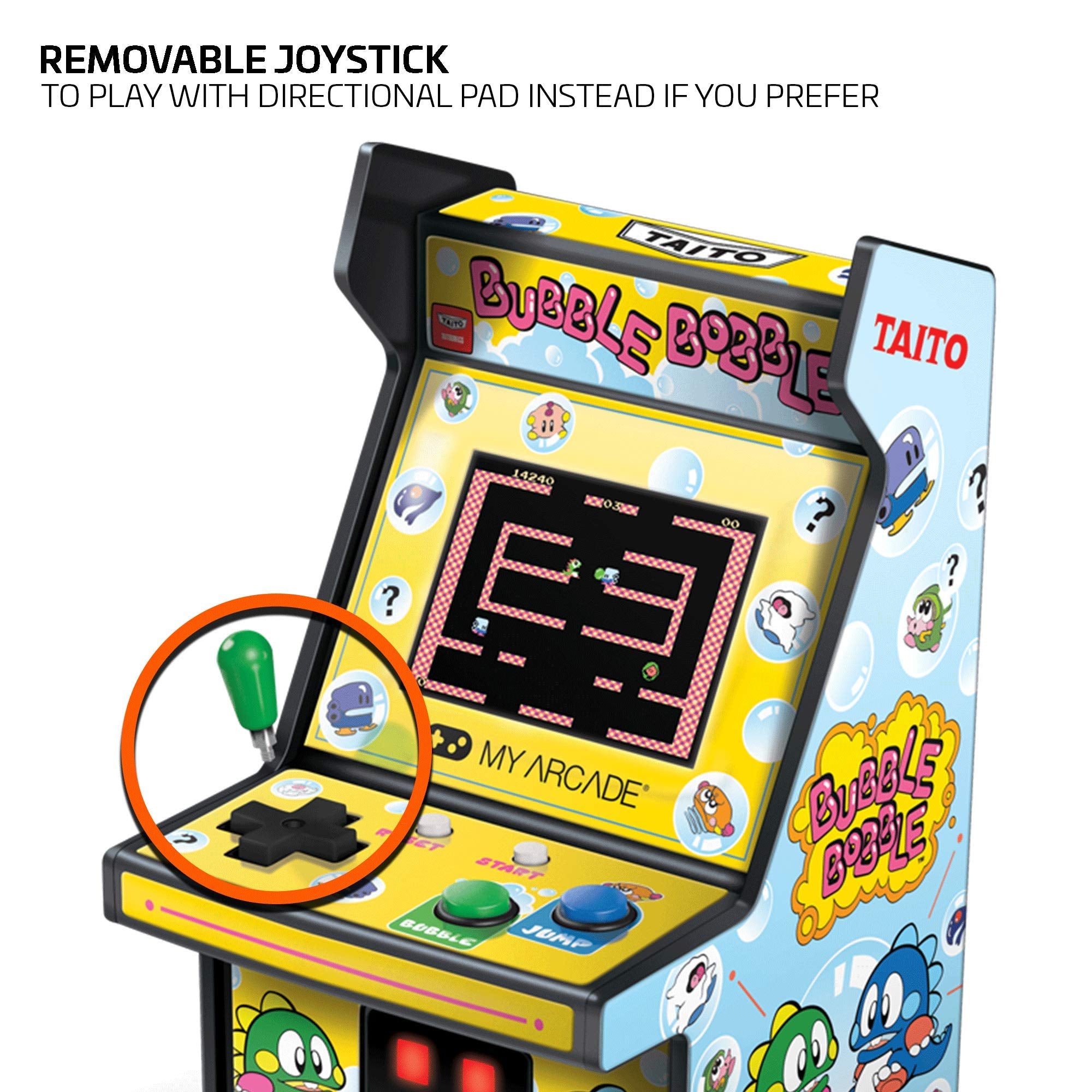 My Arcade Taito Micro Players Bubble Bobble 3.5mm headphone jack for private listening