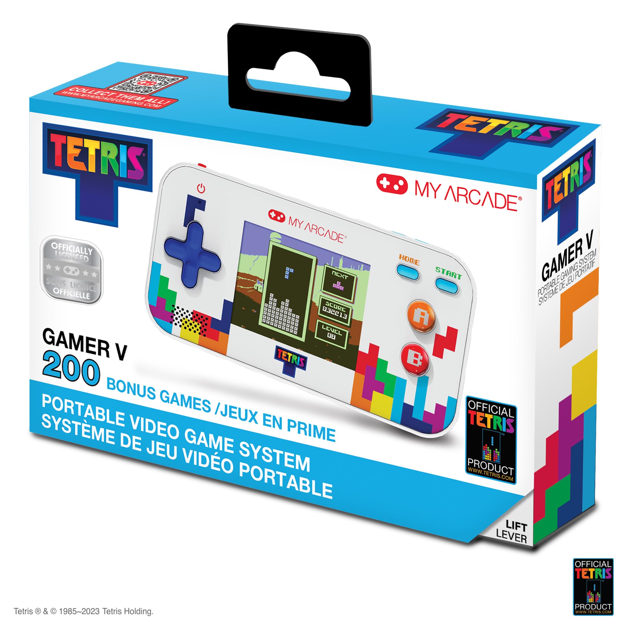 My Arcade handheld front view showing compact design and logo for portable retro play