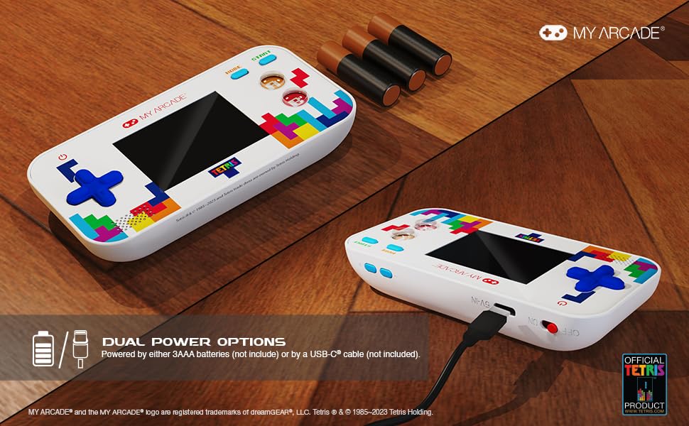 My Arcade side view showing 3.5mm headphone jack and USB-C port for flexible power