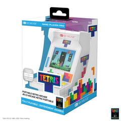 My Arcade Tetris Nano Player Pro in-hand for quick unplugged gaming sessions.