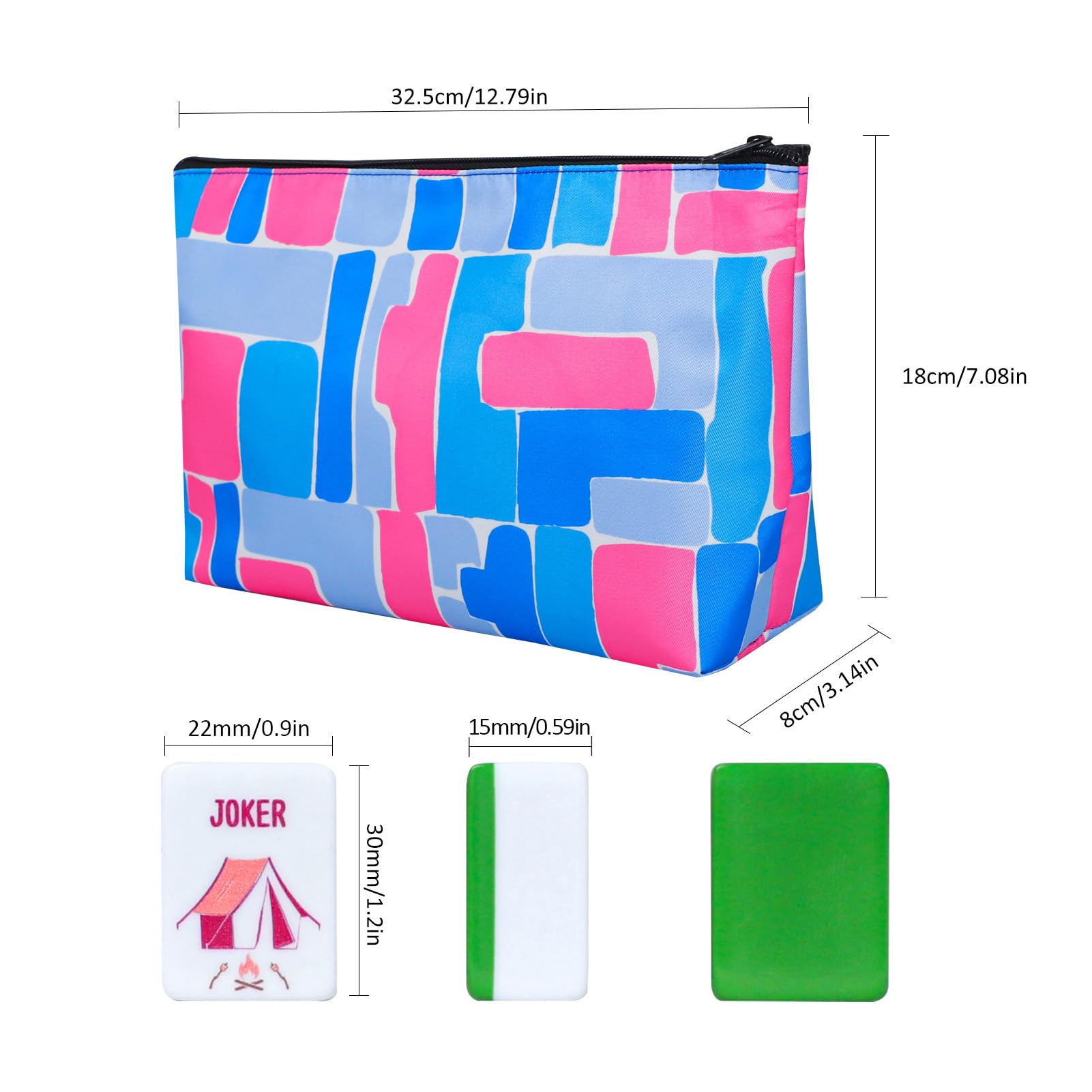 My Mahjong Trove blue-printed carrying bag keeps tiles portable