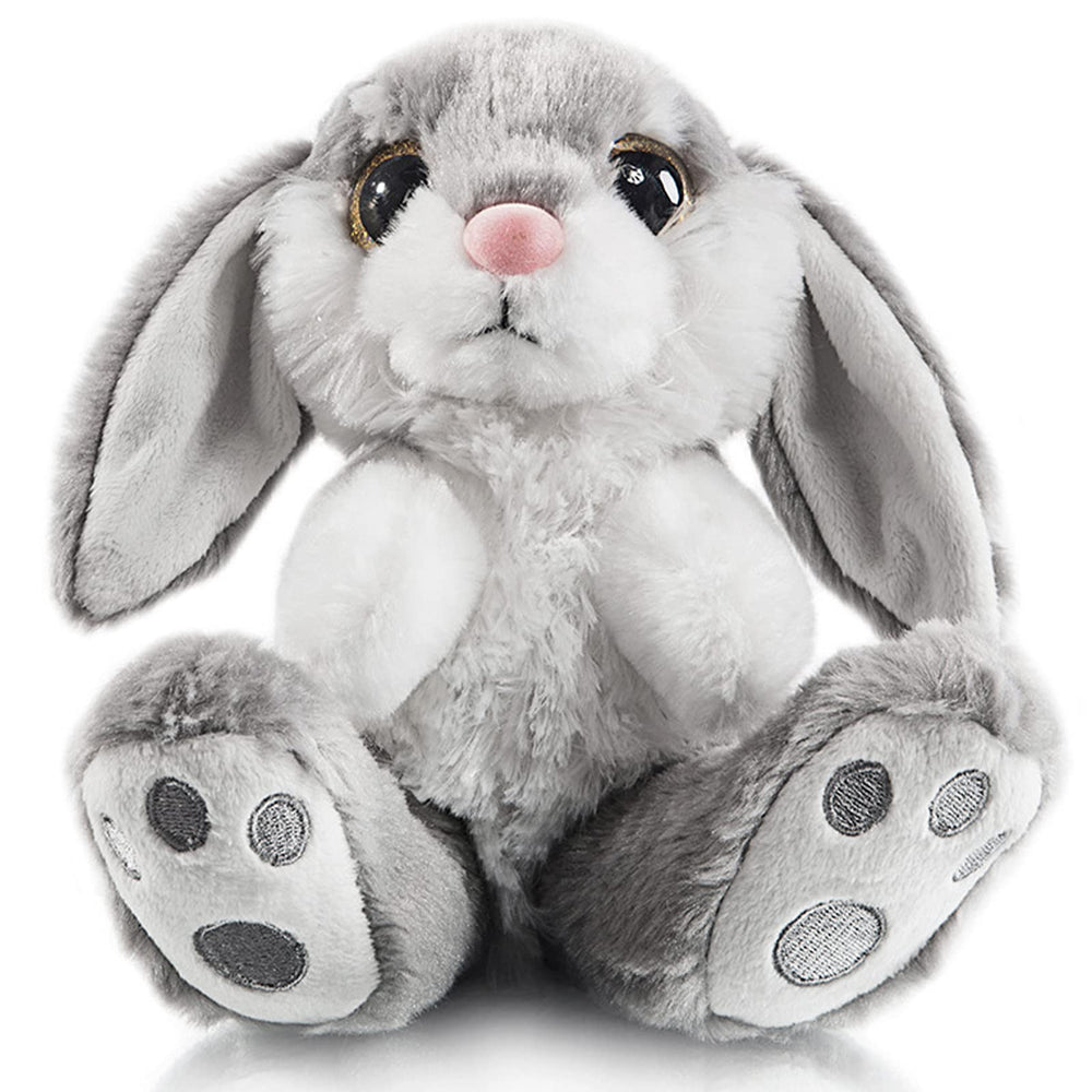 My OLi Bunny stuffed animal, 8.5in tall, a cozy bedtime companion.