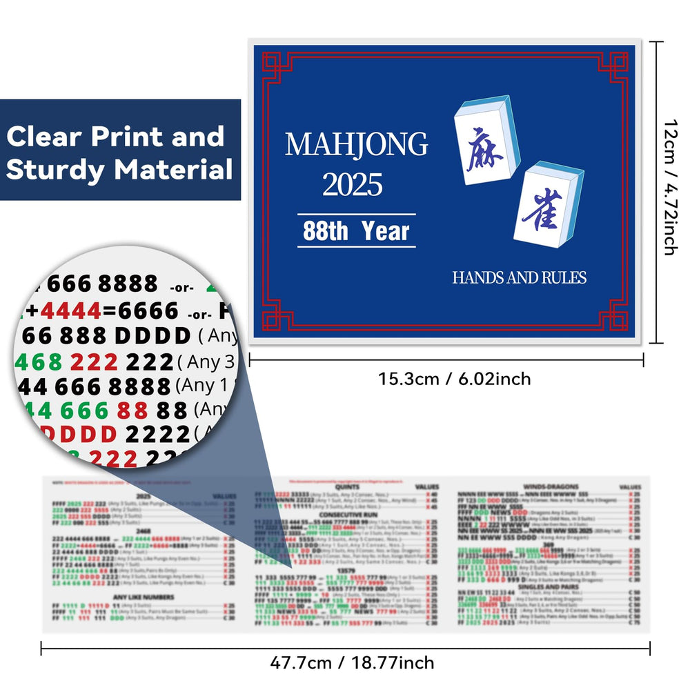MyCasily Mahjong Cards 2025 waterproof thick paper withstands spills and wear.