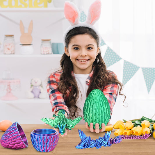 Mydhall articulated dragon inside the egg offers interactive display.