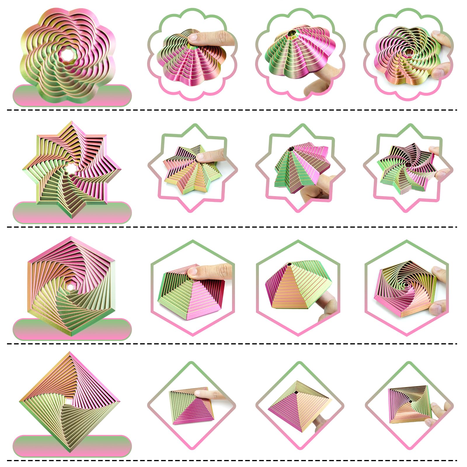 Mydhall fractal colorful variants 4pcs showcase vibrant visual stimulation.
