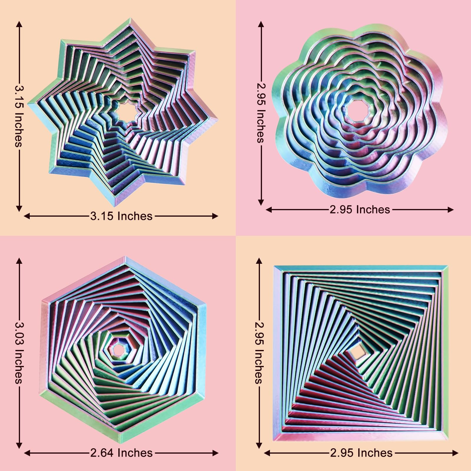 Mydhall Fractal Fidget Set pack showcases four colorful shapes