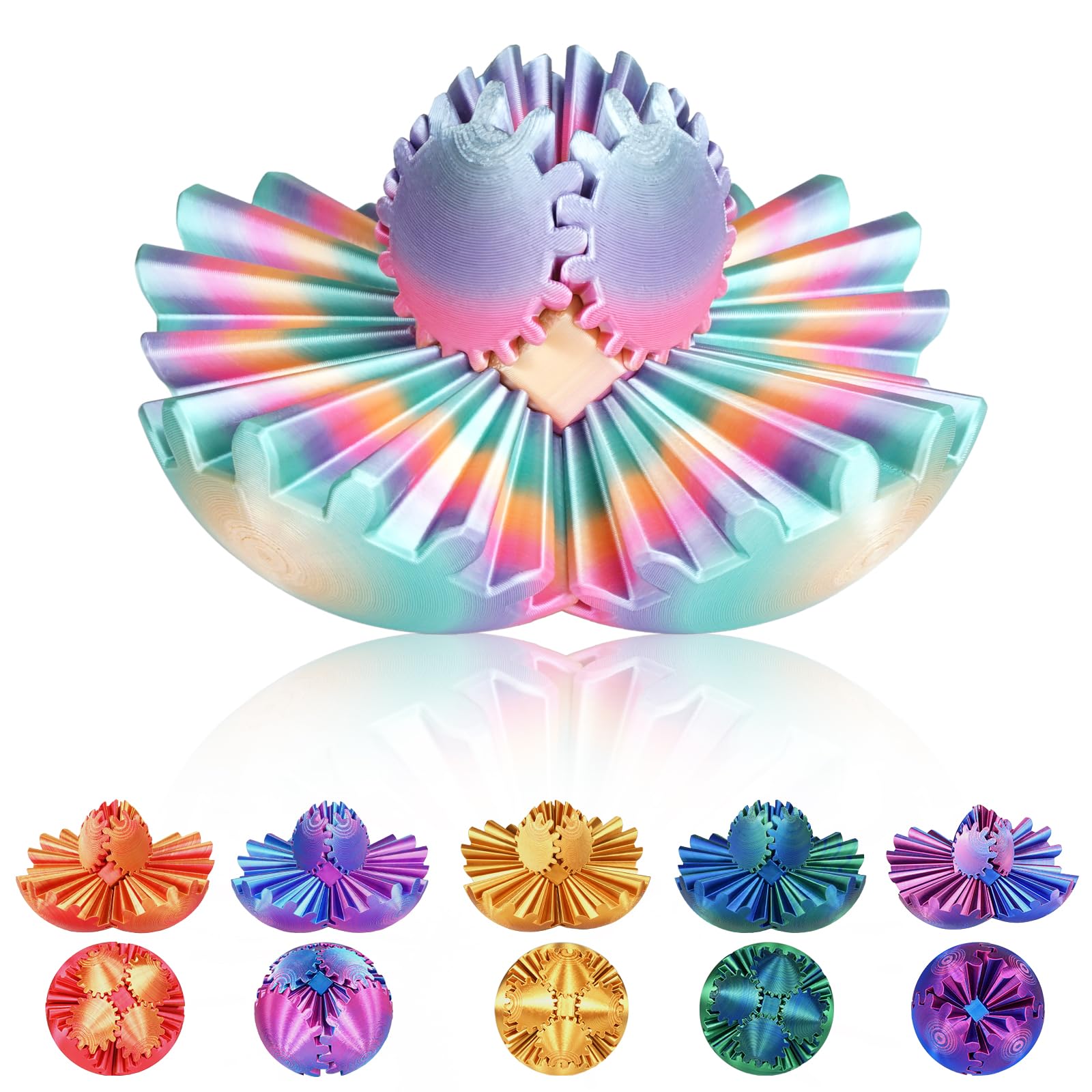 Mydhall Gear Ball side view with colorful gears for tactile focus.