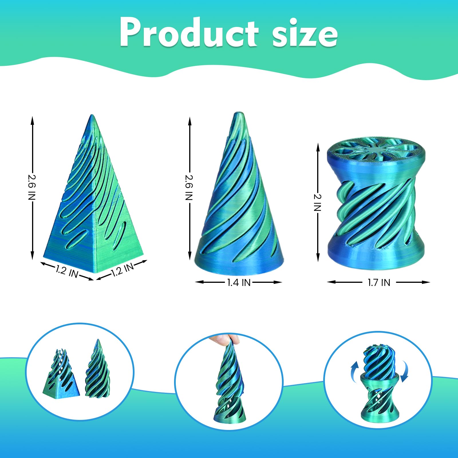 Mydhall Spiral Cone blue-green desk ornament and conversation starter