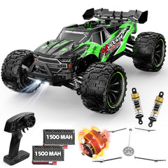 MYDOVA 1:14 scale RC car in action on rough terrain for high-speed fun.