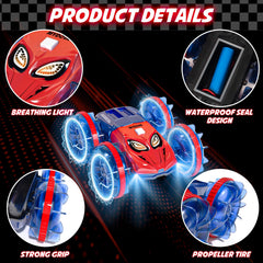 MYDOVA 4WD RC car LED lights illuminate night racing scenarios.