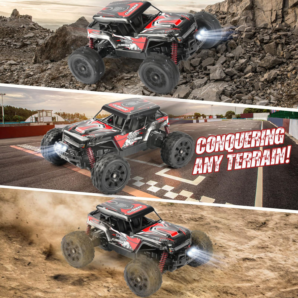 MYDOVA off-road RC truck handles grass and sand with rugged tires