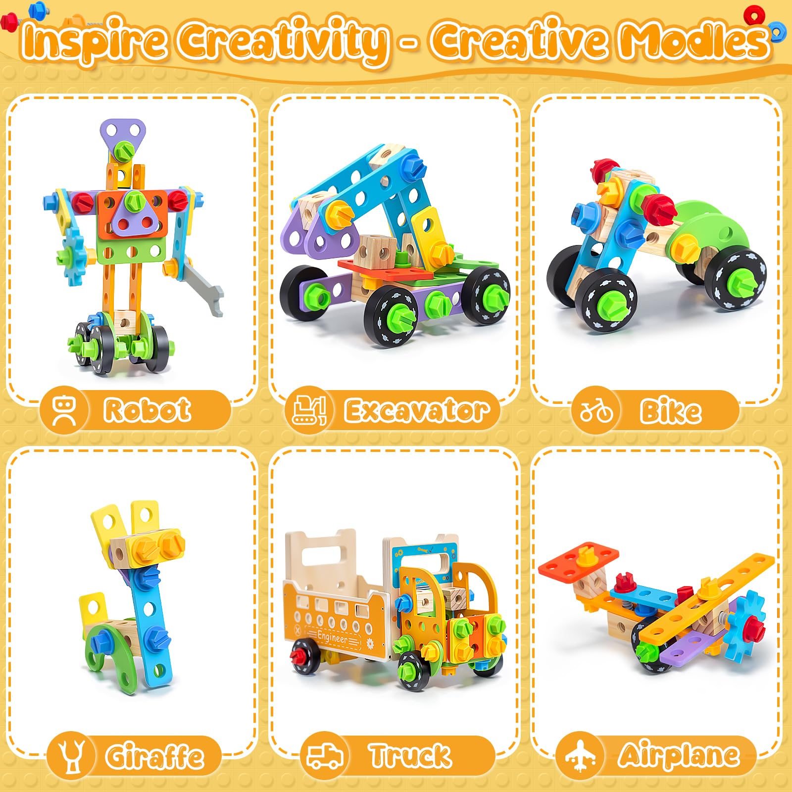 Myfolrena 85-piece construction set, gift-ready for kids.