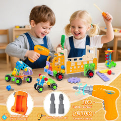 Myfolrena drill set emits pretend sounds, boosting pretend repair play.