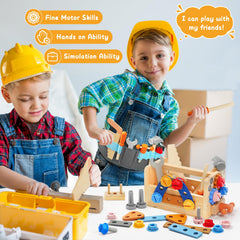 Myfolrena Kids Tool Set with Belt, hammering action supports motor skills.