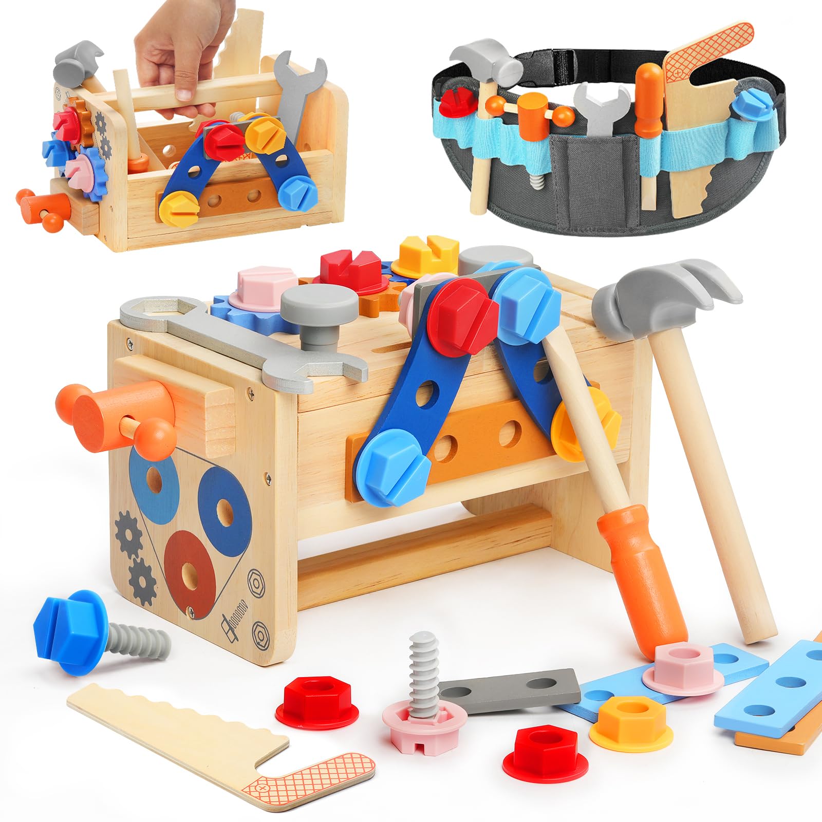Myfolrena Kids Tool Set with Belt, open case for easy cleanup after play.