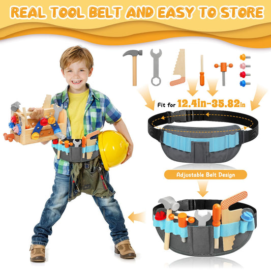 Myfolrena Kids Tool Set with Belt, portable case for on-the-go pretend play.