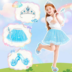 Myfolrena rainbow-blue tutu skirt with stretch for comfy dress-up sessions.