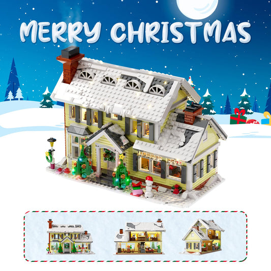 MYFUNTOY Christmas Village lit windows detail for warm family gatherings.
