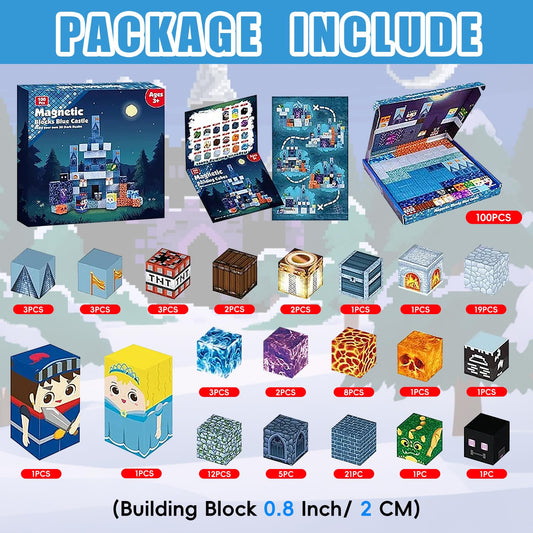 Myndefuul blocks with pattern guide for guided STEM building.