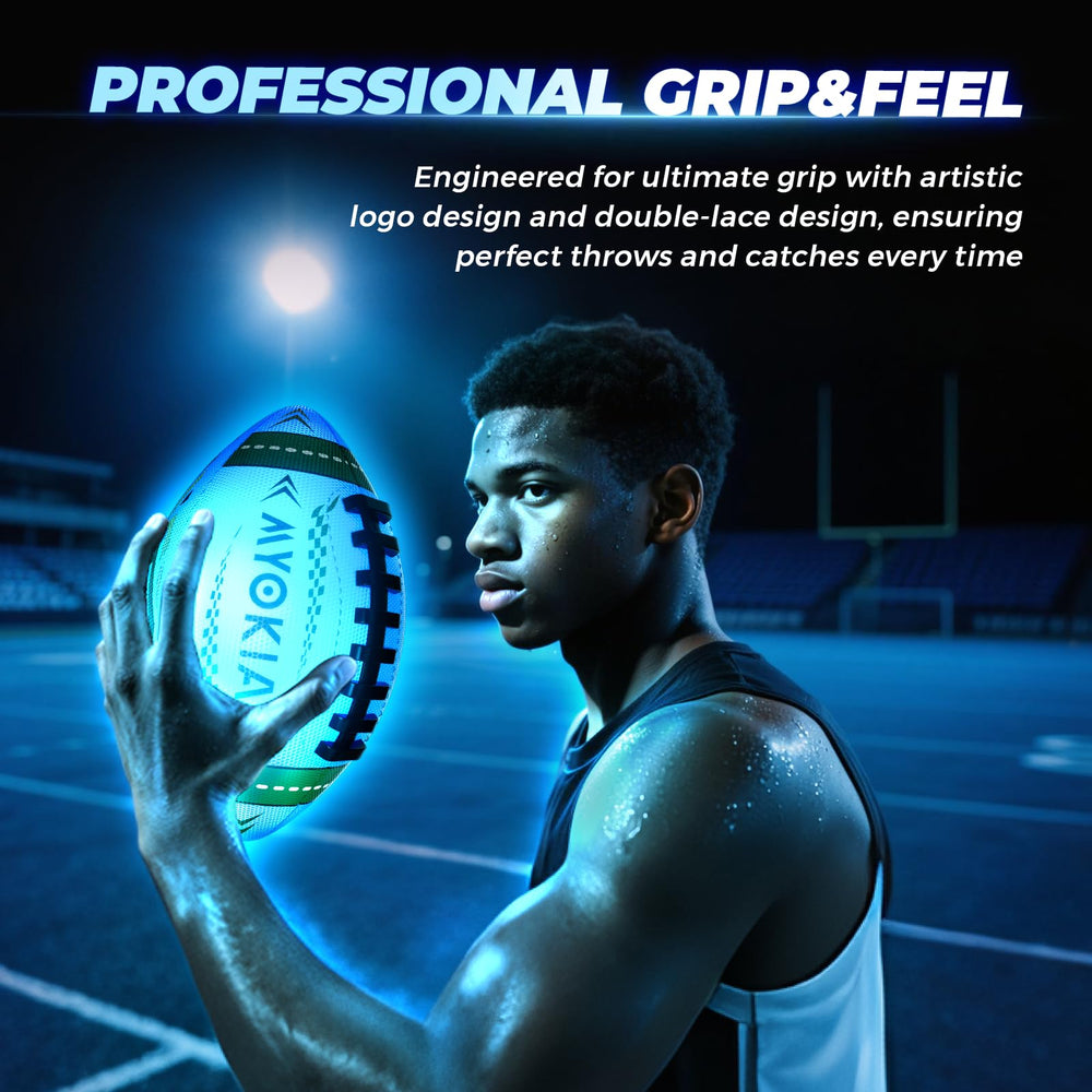 MYOKIA durable rubber football is lightweight and easy for kids to grip.