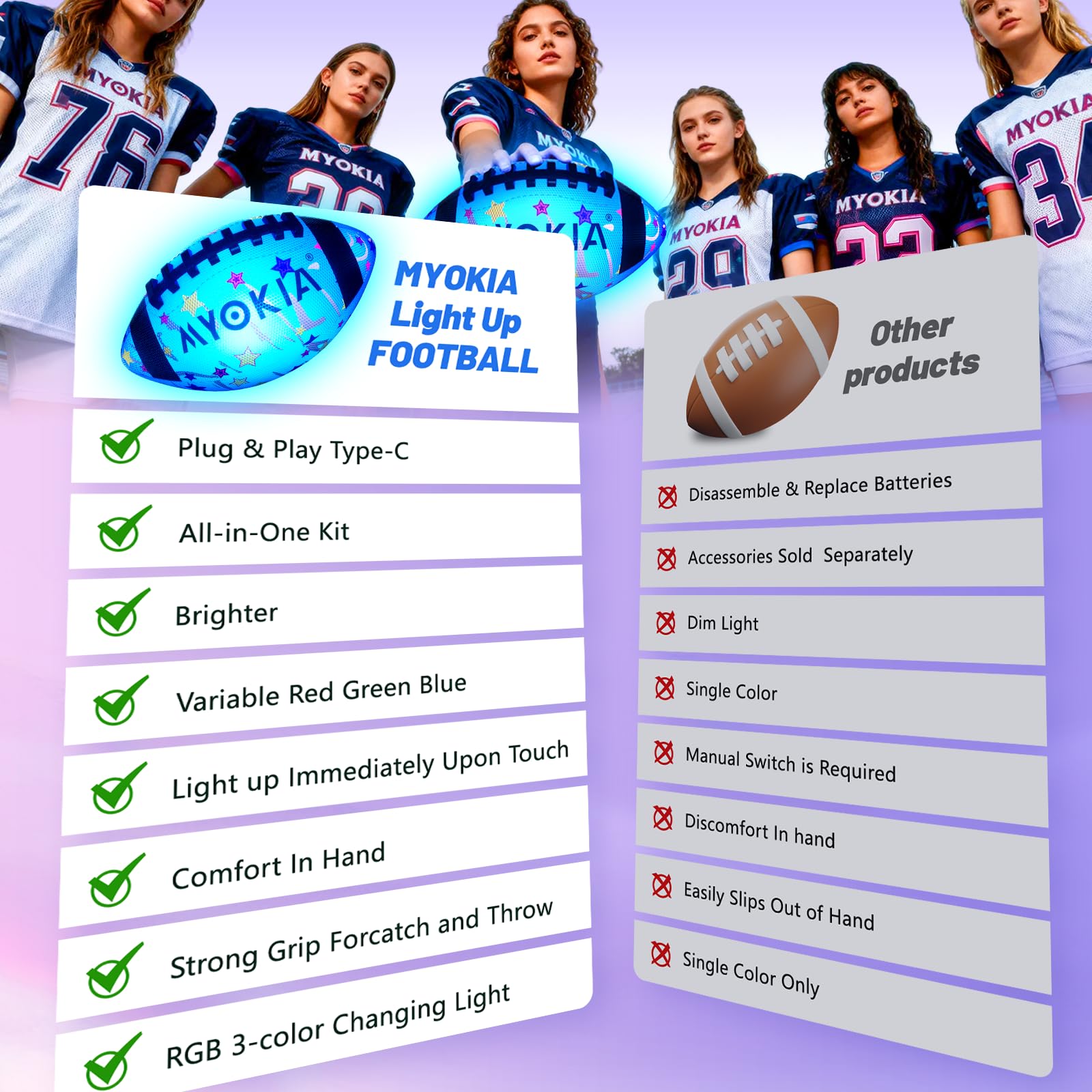 MYOKIA lightweight outdoor football easy to grip and throw
