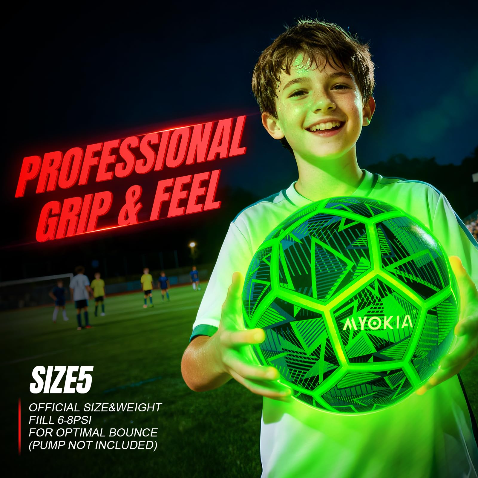 MYOKIA glow ball packaging includes needle and instruction for ready to play setup