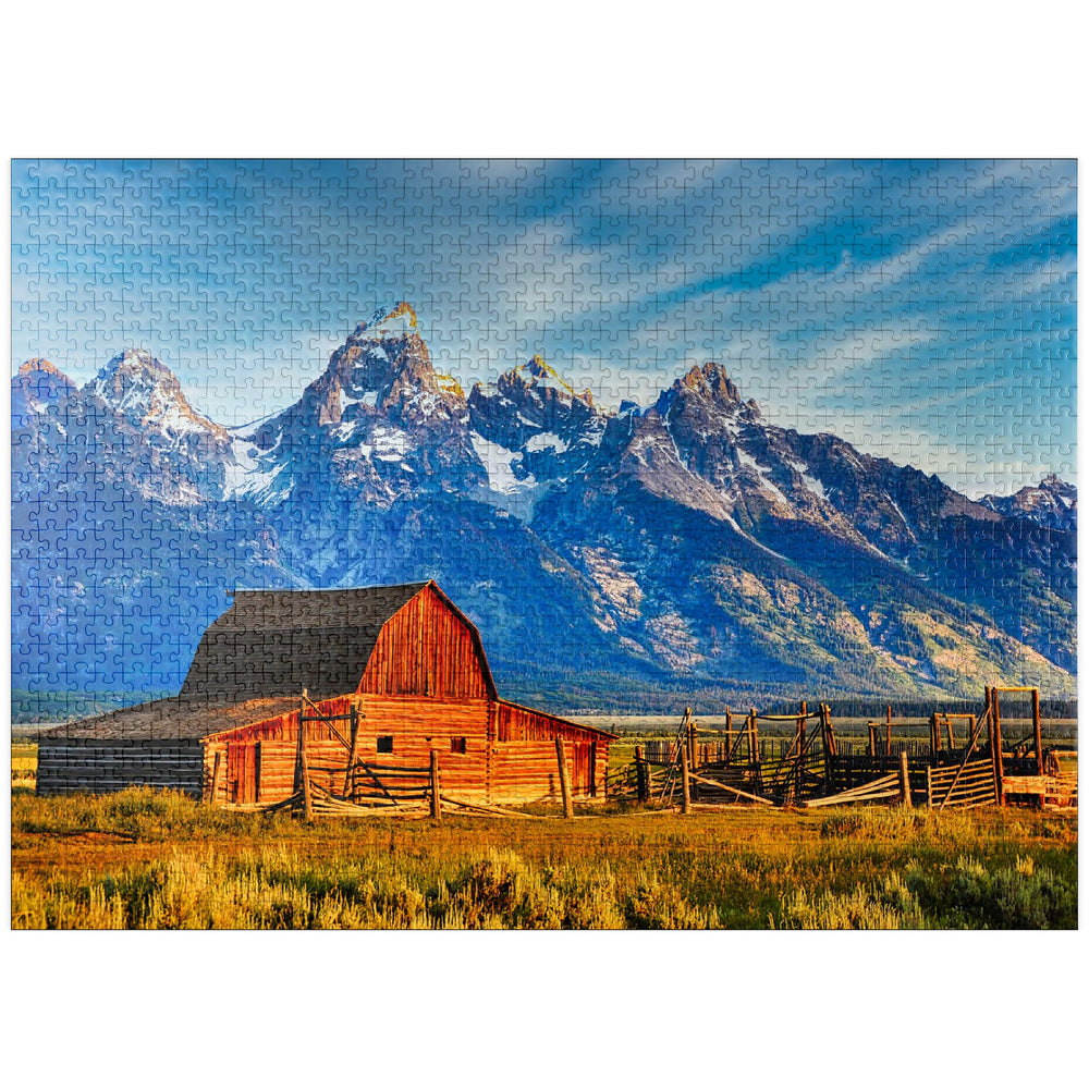 MyPuzzle Barn on Mormon Run artwork with vibrant colors for adults.