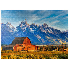 MyPuzzle Barn on Mormon Run artwork with vibrant colors for adults.