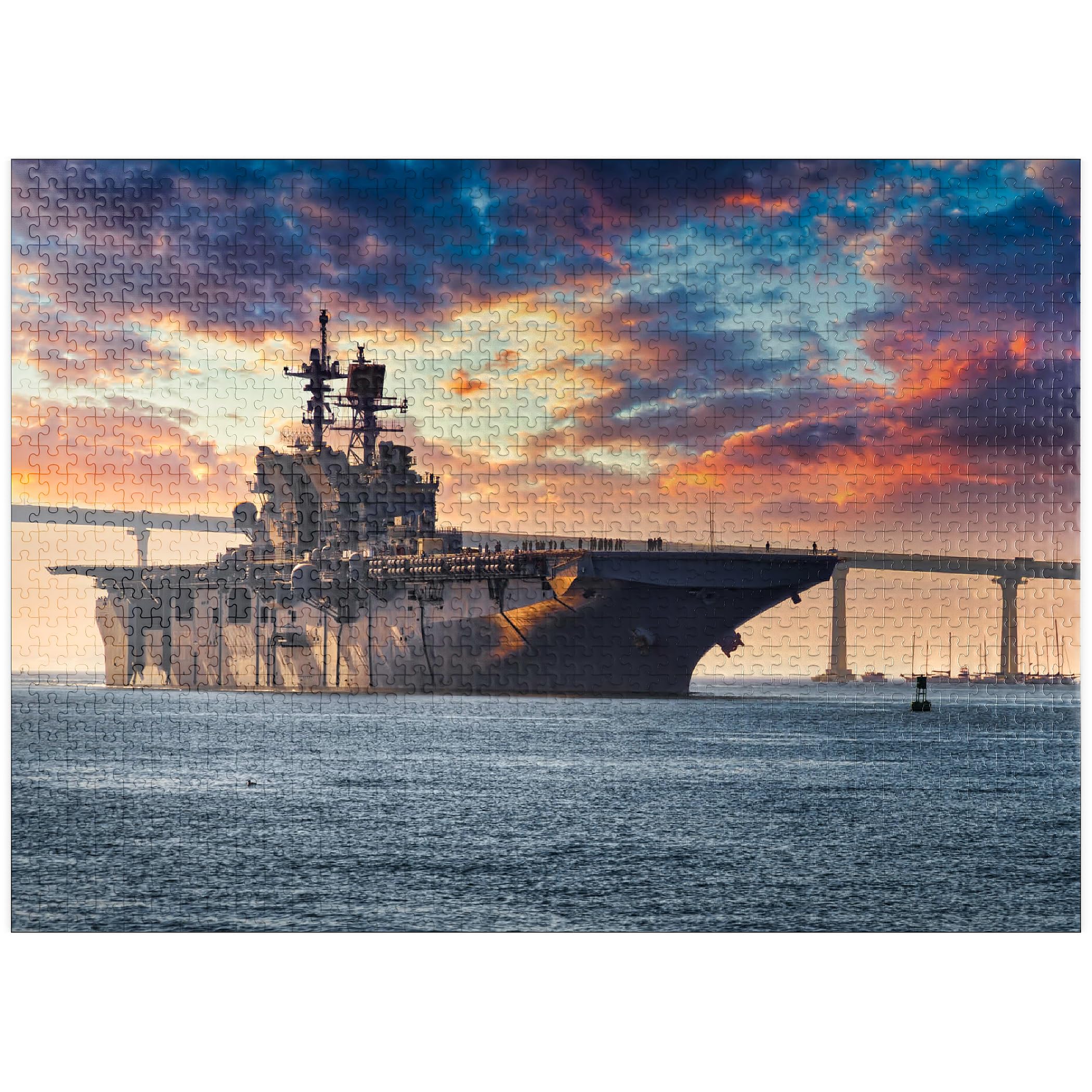 MyPuzzle navy ship leaving San Diego Bay puzzle for immersive maritime relaxation.