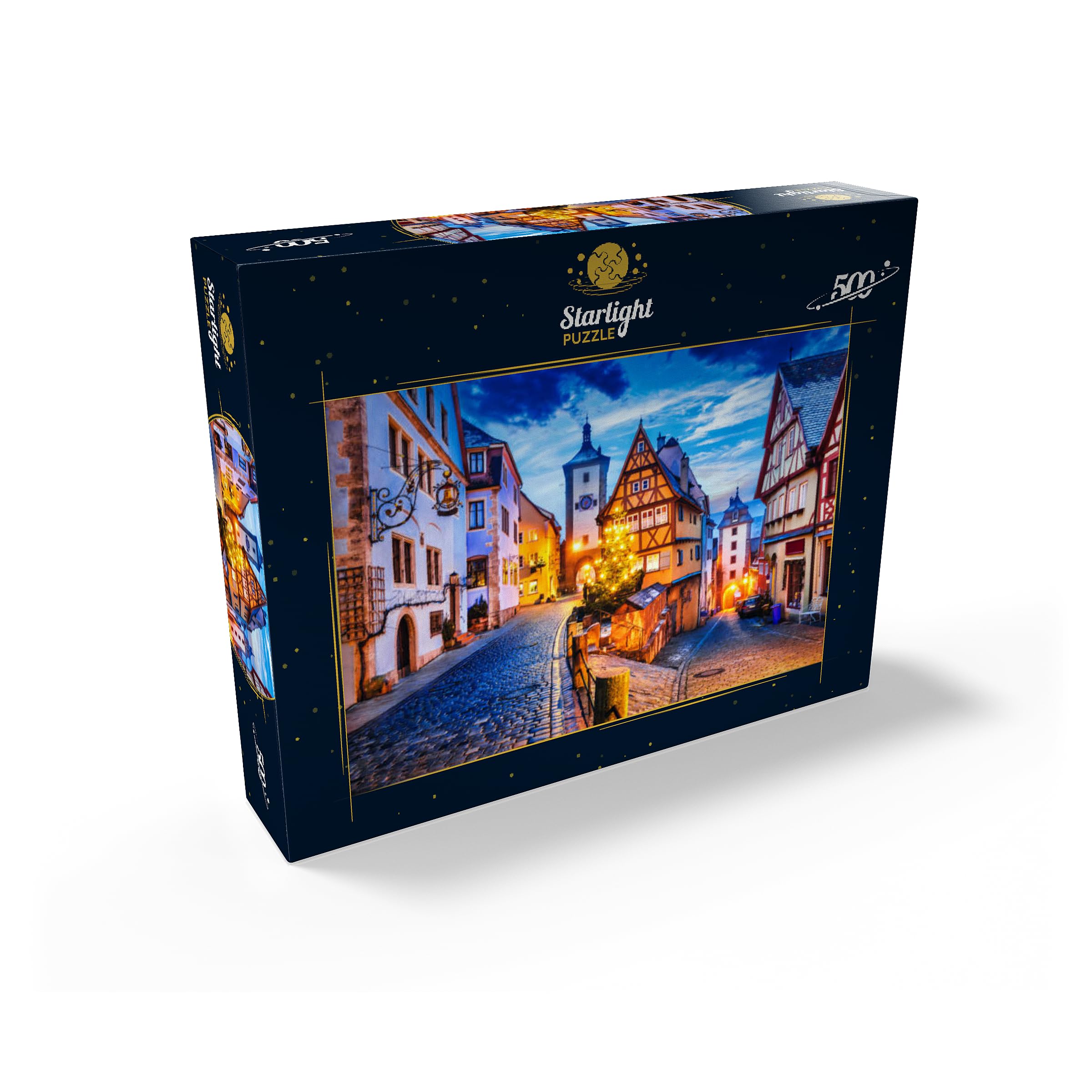 MyPuzzle Romantic Road nightscape: Bavarian lights puzzle for mindful focus.
