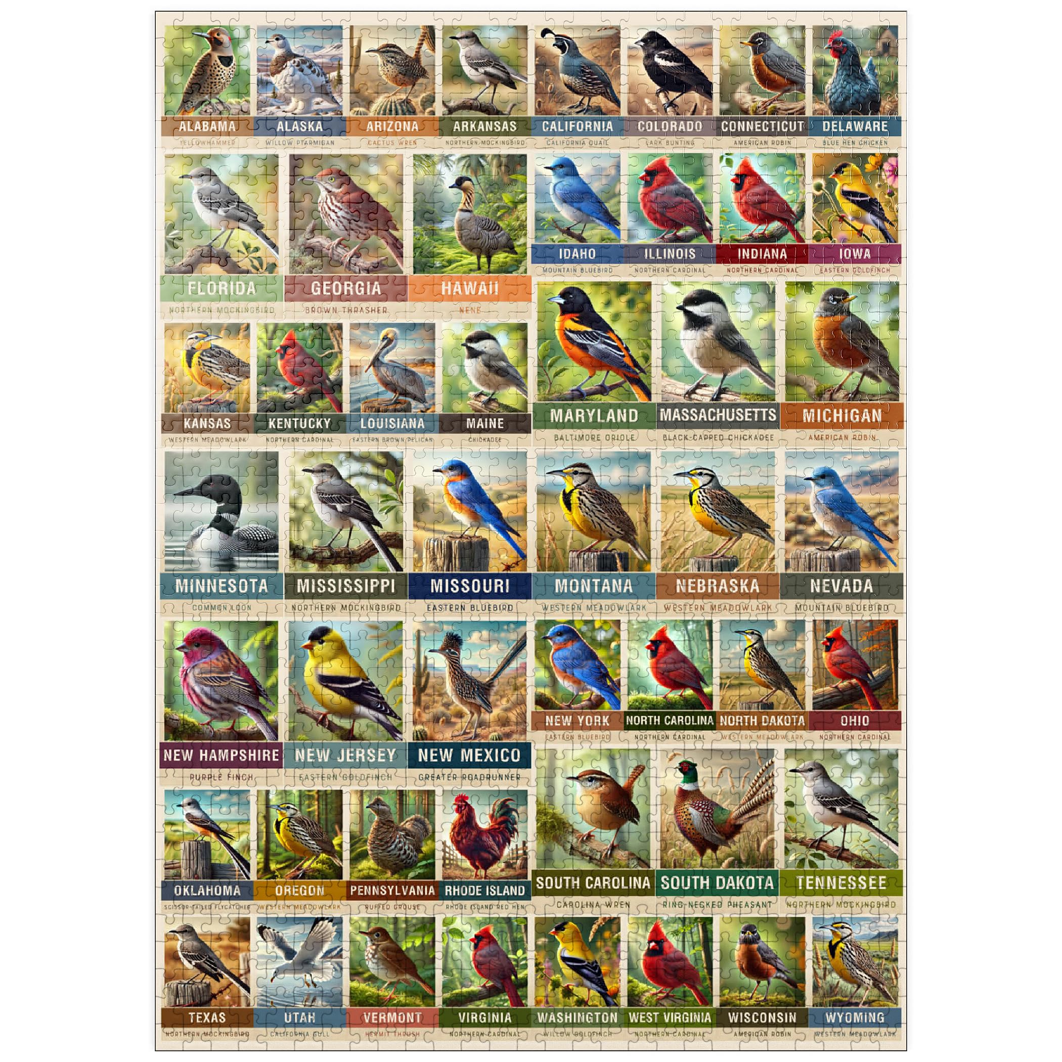 MyPuzzle State Birds collage image 1 with vibrant colors for a challenging 1000-piece experience.