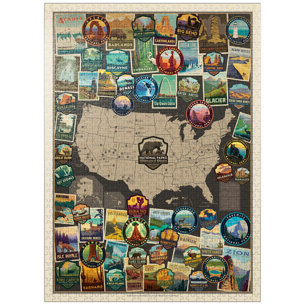 MyPuzzle 63 collage map shows American National Parks for an immersive puzzle experience