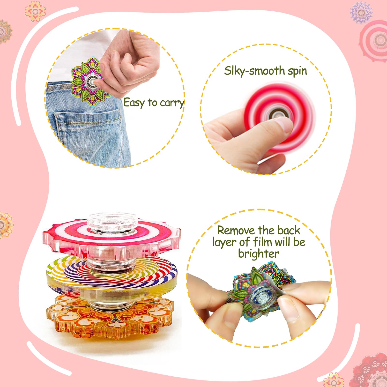 MYREQIA fingertip spinner is easy to use on table or hand.