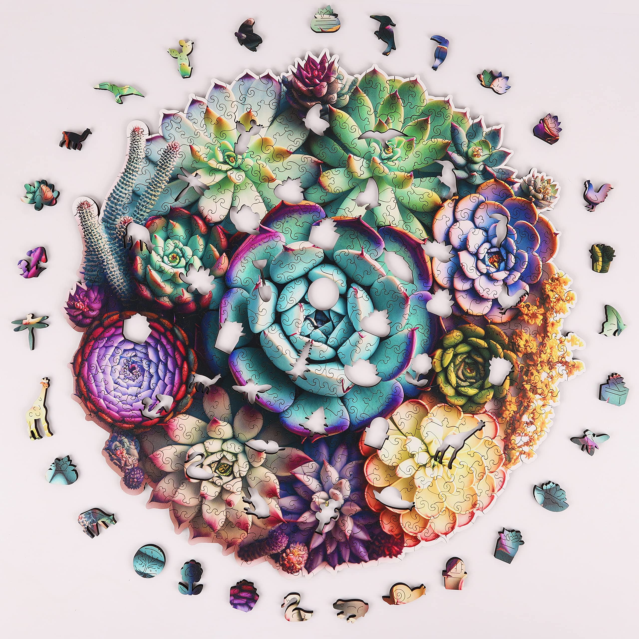Mys Aurora wooden puzzle with hand-painted art offering a satisfying tactile experience