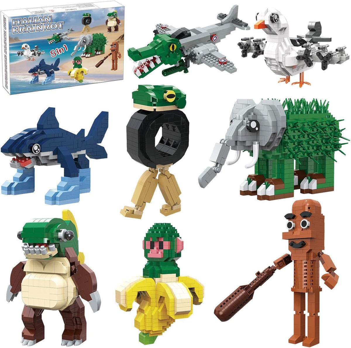 Myth Qholve Brainrot collection display with eight unique models for creative play and gifting.