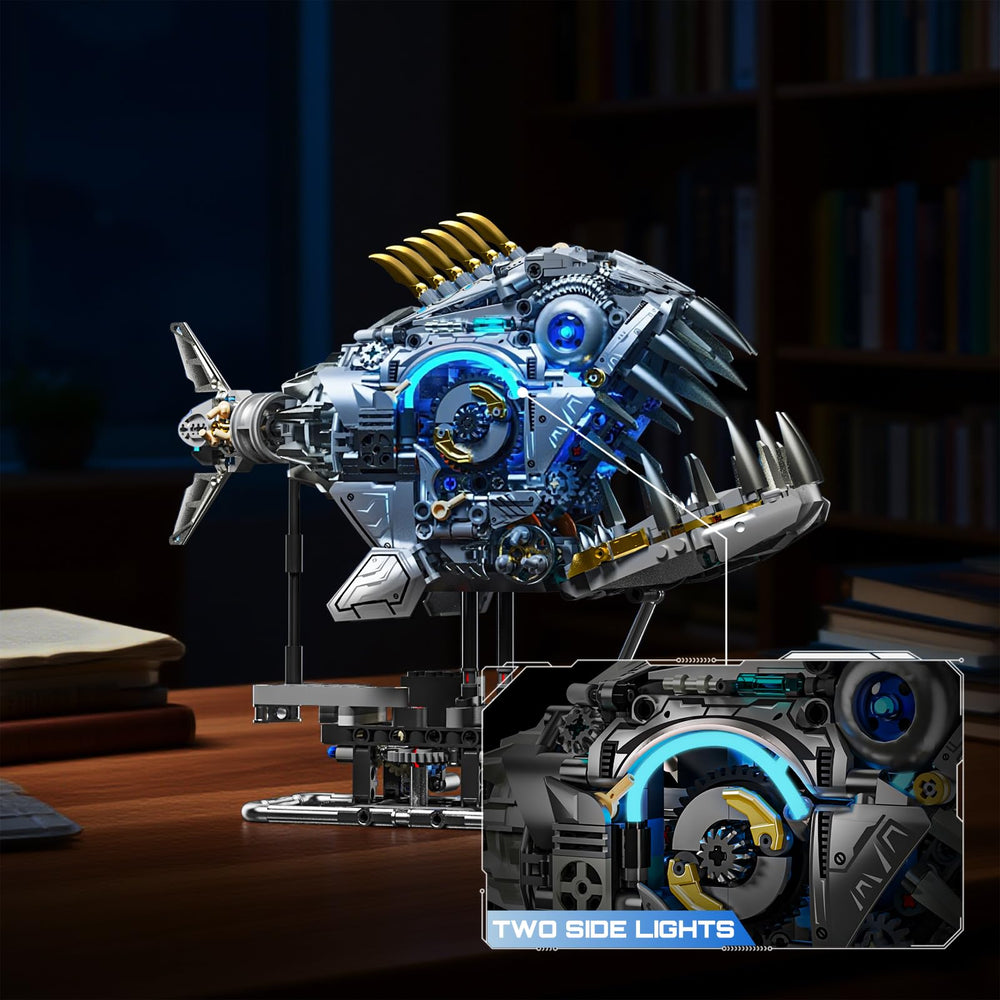 Myth Qholve piranha dynamic-design looks bold and futuristic on a shelf.