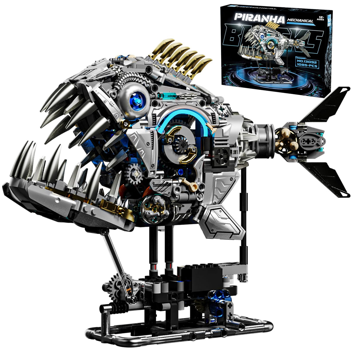 Myth Qholve piranha hand crank motion demonstrates mechanical play and curiosity.