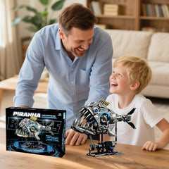 Myth Qholve piranha gears in motion suit STEM classrooms and maker spaces.