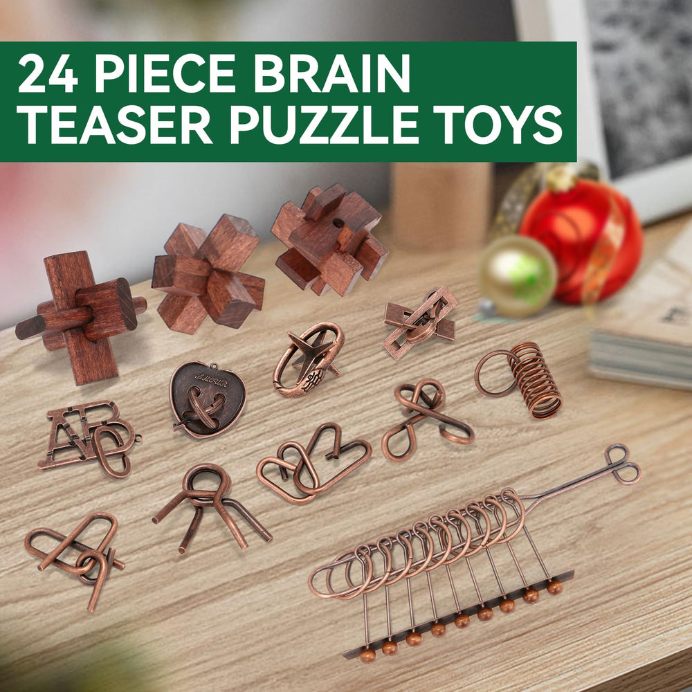 Mytothfy metal and wood puzzle set, durable and smooth for safe handling.