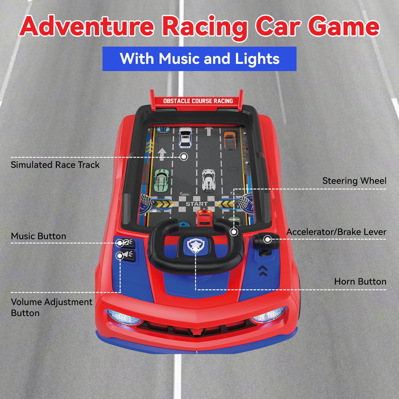 Mytothfy Musical Steering Wheel controls and horn for interactive driving experiences.