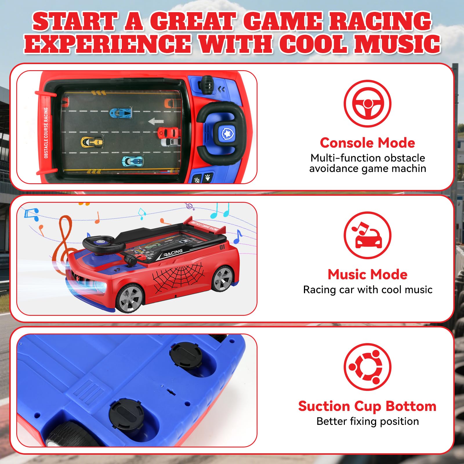 Mytothfy Musical Steering Wheel suction cups base ensuring stable play on flat surfaces.