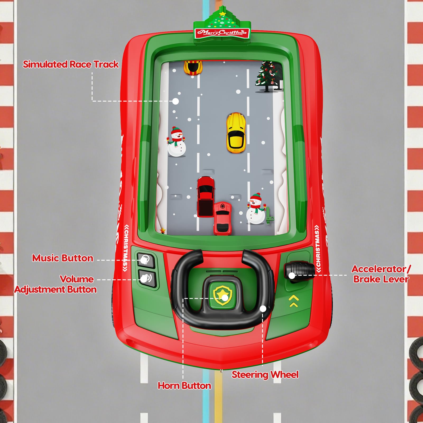 Mytothfy steering wheel toy emphasizes realistic sounds and driving effects for engagement.