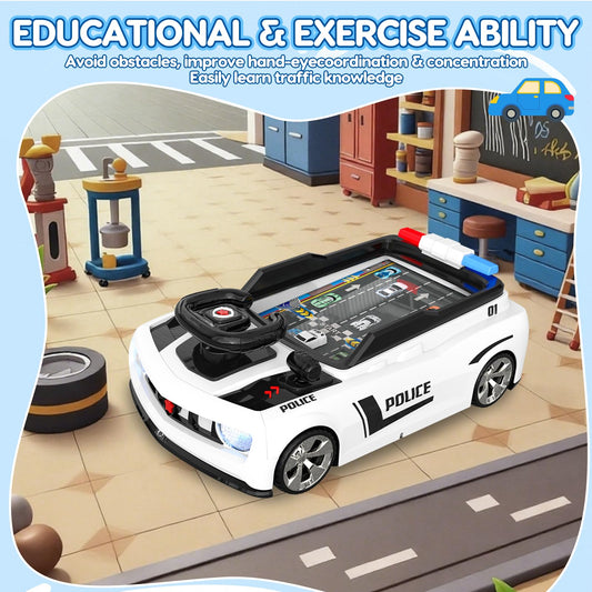 Mytothfy racing-adventure steering-wheel display shows vibrant lights and interactive screen.