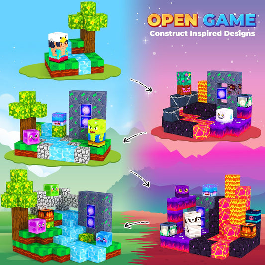 MyWodGame forest-monsters-theme blocks arranged for imaginative play and storytelling.