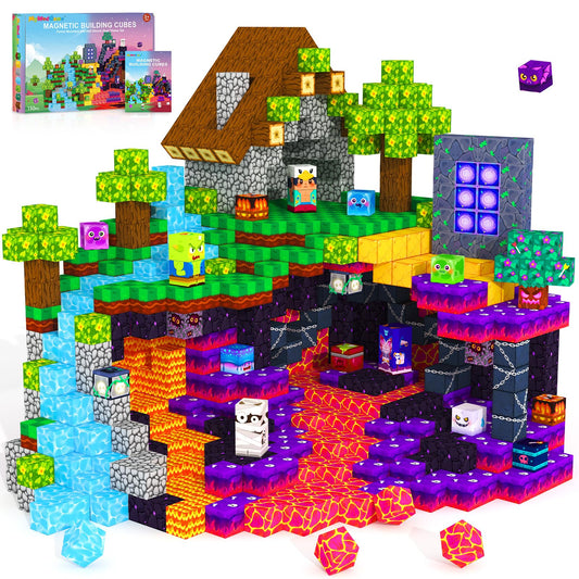MyWodGame magnetic blocks 150pcs set laid out for creative building and spatial learning.