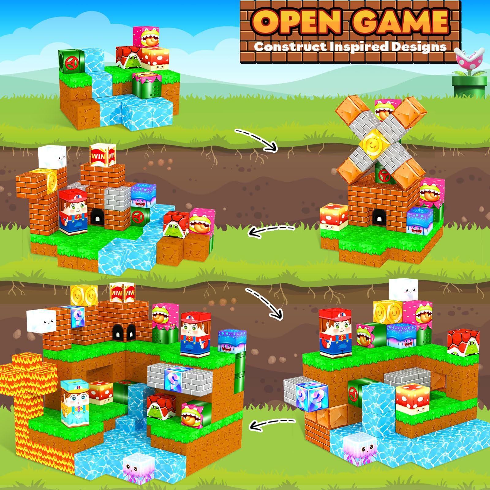 MyWodGame Magnetic Blocks pipe game encourages creative construction play