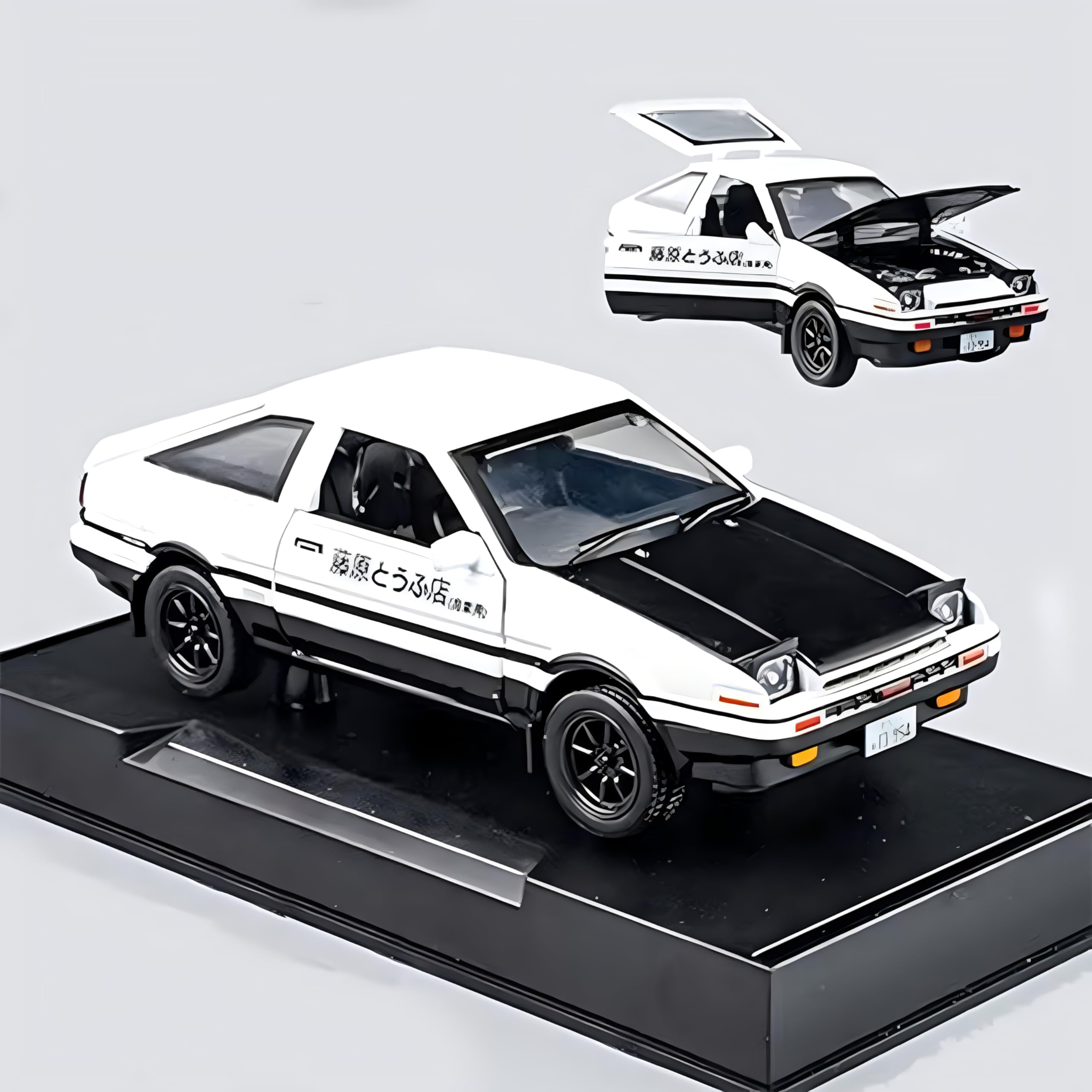 Mzexoma Initial D Trueno AE86 diecast car front view with pull back action