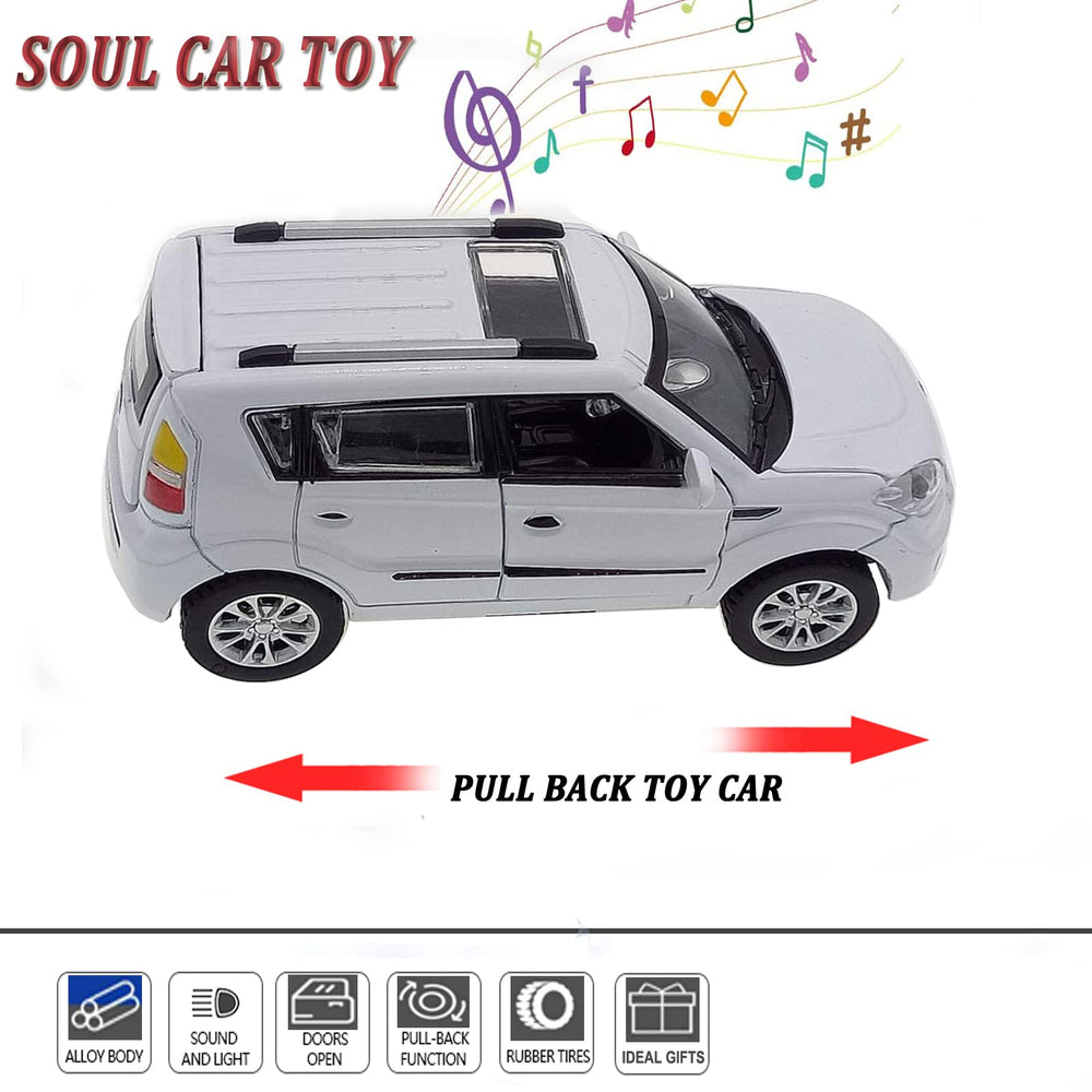 Mzexoma KIA Soul diecast car with sound and light for immersive pretend play.