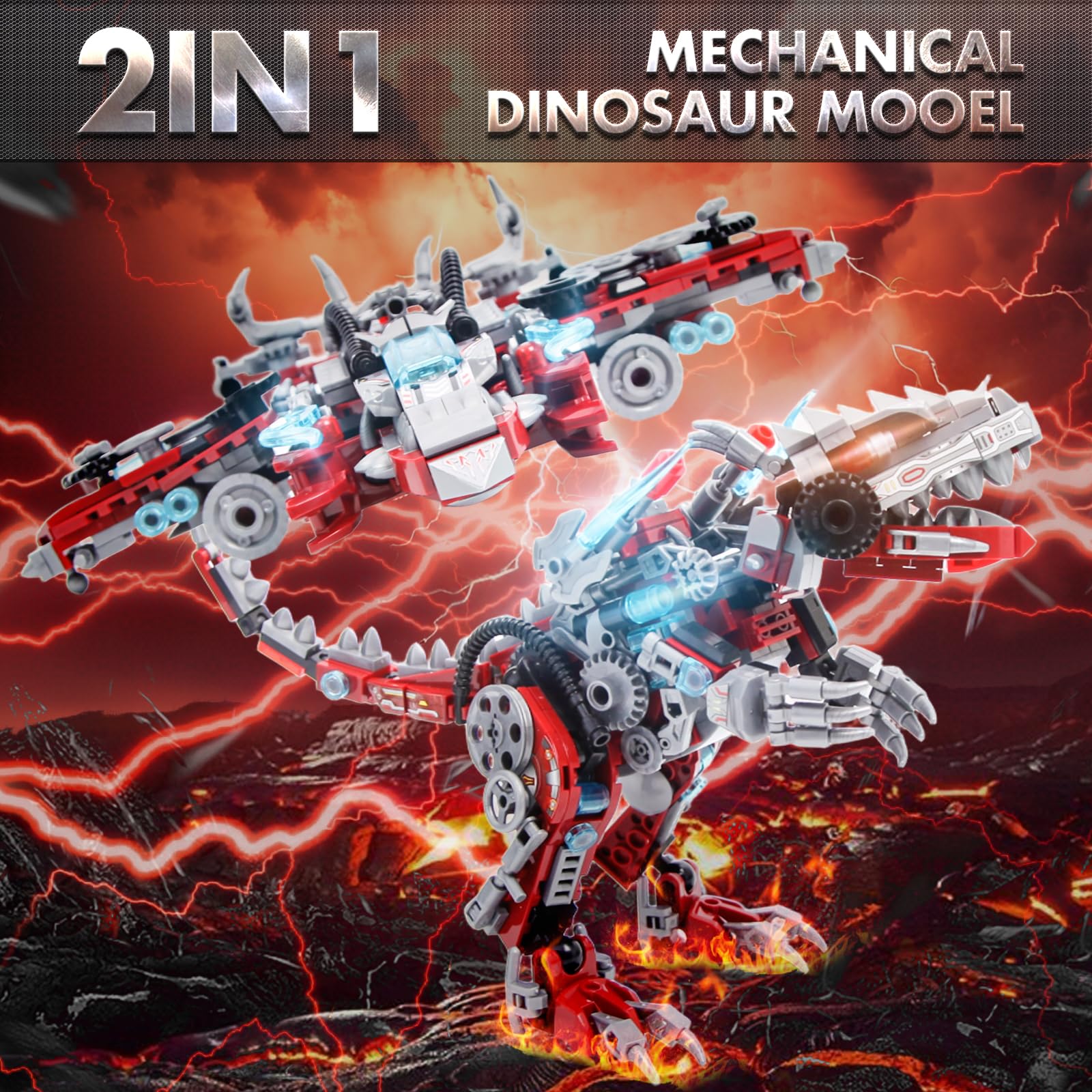 MZMSBAO dinosaurs mech and aircraft transformation reveals versatile modeling options.