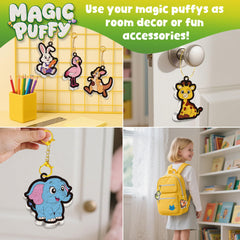 MZYTOZA Aqua Puffs keychains showcase finished puff art as accessories.